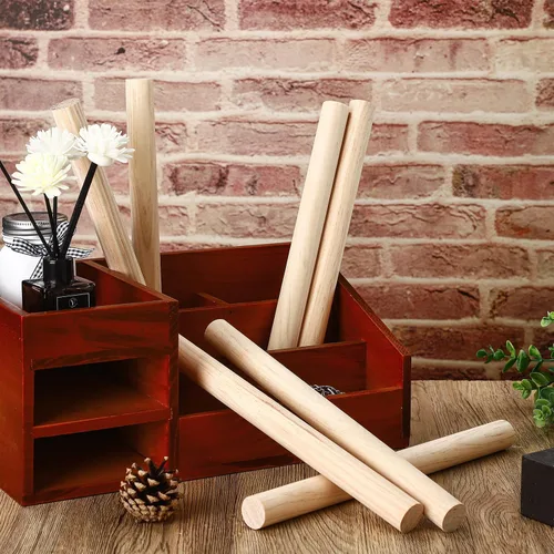 Vista 4 de 1 varilla de madera de 12 pulgadas, varillas redondas de madera sin terminar para manualidades (12 piezas)