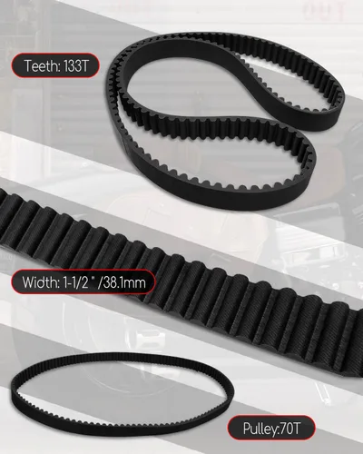 Vista 2 de Correa de transmisión trasera 133T de 1-1/2 pulgadas, repuesto 40015-90 1204-0050, compatible con Harley Davidson FXD FXDL FXDS FXDWG Dyna Super