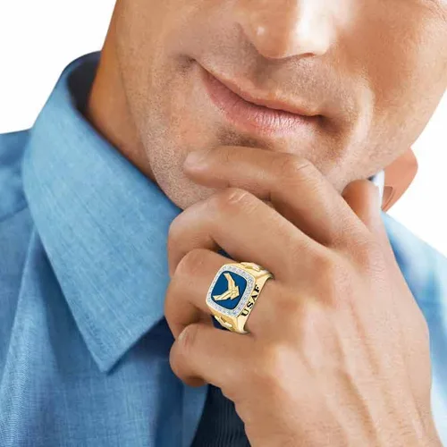 Vista 4 de The Danbury Mint - Anillos militares personalizados para hombre - Ejército, Fuerza Aérea, Marina, Cuerpo de Marines de Estados Unidos - Regalos