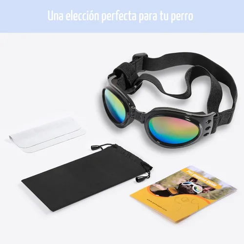 Vista 6 de Anteojos de perro Qumy, protección ocular, anteojos de sol impermeables para perros de más de 15 libras, Negro