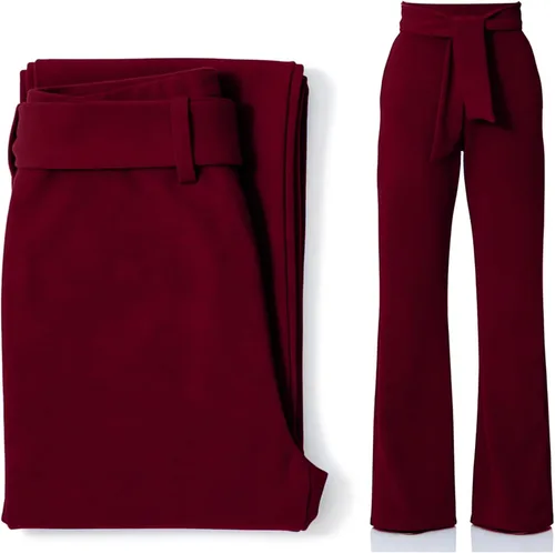 Vista 5 de LKOUS Pantalones de vestir elásticos de cintura alta para mujer, pantalones de pierna ancha, pantalones de trabajo para oficina