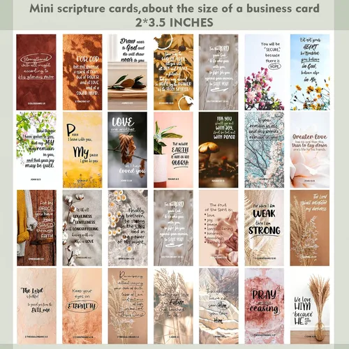 Vista 6 de BRYTEFY 100 mini tarjetas de oración en tono tierra para mujeres y hombres, tarjetas motivacionales religiosas a granel con escritura inspiradora