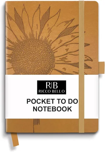 Vista 13 de RICCO BELLO - Cuaderno de lomo pegado con marcador Sin fecha, piel sintética, soporte para bolígrafo, planificador de productividad