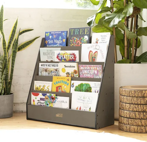 Vista 9 de ECR4Kids Exhibición de libros de doble cara optimizada con almacenamiento Gris (Grey Wash)