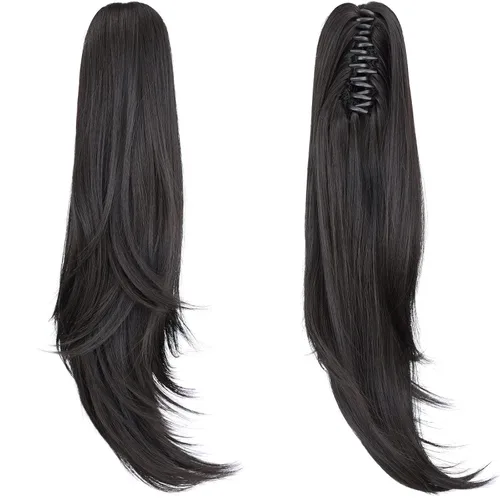 Vista 21 de extensión de cola de caballo, extensión de pelo con pinza de 12" cola de caballo rizada corta Extensión de pelo sintético de aspecto natural