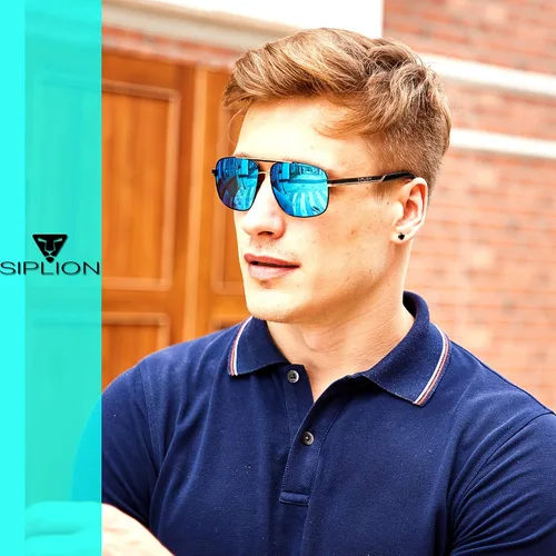 Vista 2 de SIPLION - Gafas de sol cuadradas rectangulares polarizadas para hombre marco de metal