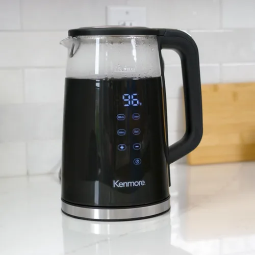 Vista 2 de Kenmore - Hervidor eléctrico inalámbrico de 1.7 litros, chofer digital inalámbrico, hervidor de té instantáneo, control de temperatura Negro