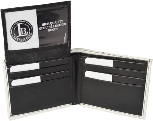 Vista 3 de Leatherboss Billetera con diseño de calavera para hombre, con caja de regalo, Multi color, 4.5" X 3.5", Cartera plegable