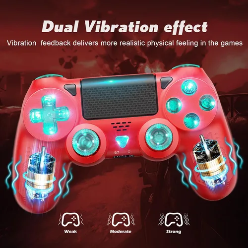 Vista 4 de 2 Pack RGB Wireless Controller for PS4SlimProPC, Colorful RGB lights - Blue Red Green Pink Orange Cyan Purple, Dual Vibration6-Axis Motion