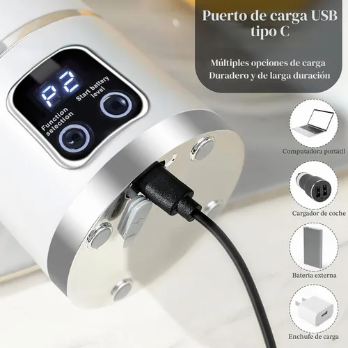 Vista 4 de HomeBeyond Licuadora portátil de tamaño personal de 15 onzas, mini licuadora inalámbrica para batidos y batidos, recargable USB-C, exprimidor
