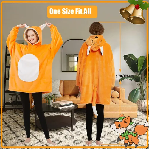 Vista 2 de Lovemonster Pijama unisex de animales para cosplay de animales, acogedor suéter de franela Sherpa para adultos, disfraz de Navidad y Halloween
