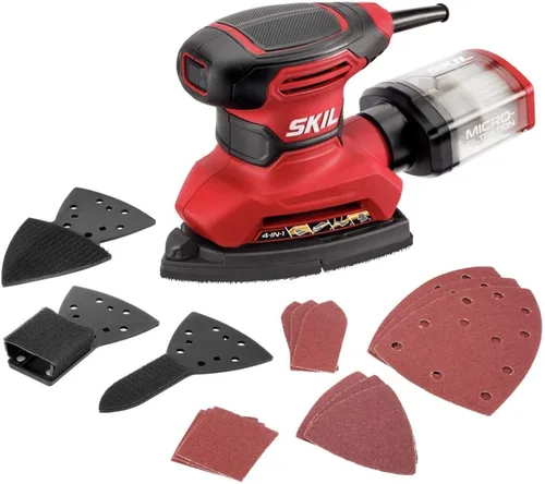 Vista 9 de SKIL SR232301 - Lijadora de detalles multifunción con cable con caja antipolvo de microfiltro, 3 accesorios adicionales y 12 hojas de lijado