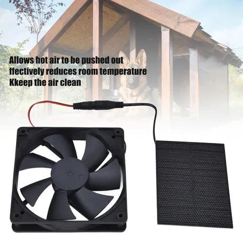 Vista 3 de Ventilador de panel solar de 3 W, ventilador alimentado por panel solar, mini ventilador para gallineros, invernaderos, cobertizos, casas de mascotas
