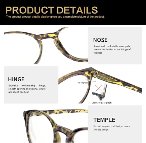Vista 4 de K KENZHOU Blue Light Blocking Glasses Women Round Rim Frame Eyeglasses