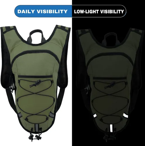 Vista 5 de Mochila de Hidratación Ligera con Depósito de Agua de 2L para Correr, Ciclismo, Senderismo – Mochila de Agua Antirrobo con Soporte para Teléfono