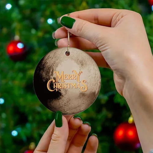 Vista 4 de Cheyan Divertido adorno de porcelana cósmico de planeta galáctico de Navidad, decoración del hogar, colgantes de Navidad, abanicos de astronomía