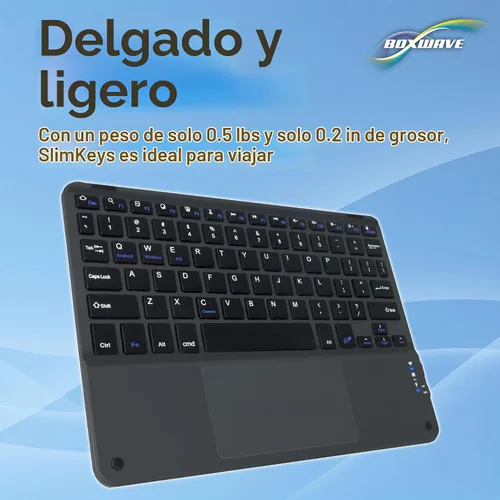 Vista 8 de BoxWave Teclado compatible con la tableta Chuwi Hi10, teclado Bluetooth SlimKeys con trackpad, panel táctil delgado portátil, color negro azabache