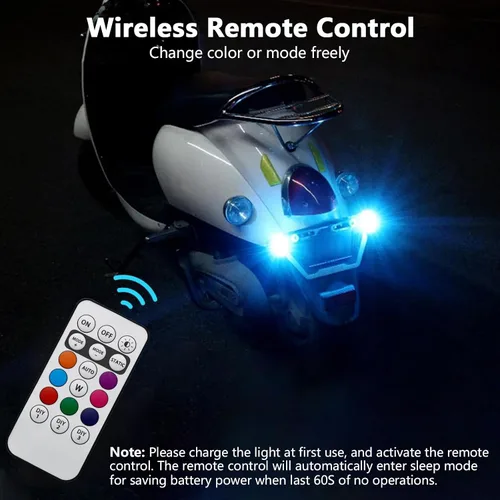 Vista 2 de LECART 4 luces estroboscópicas LED magnéticas con control remoto, 8 colores, inalámbricas, anticolisión, luces estroboscópicas de emergencia