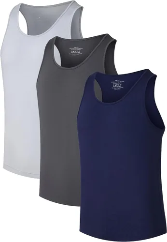 Vista 13 de COLORFULLEAF Camisetas sin mangas de rayón de bambú para hombre, camisetas sin mangas elásticas con cuello redondo (1 o 3)