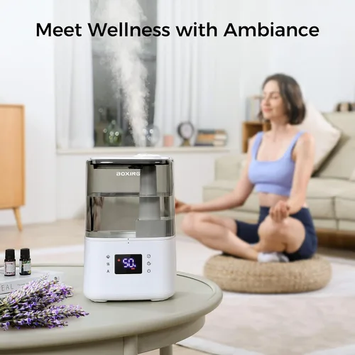 Vista 8 de BOXING Humidificadores de niebla cálida y fría para dormitorio, habitación grande, hogar, humidificador de aire con control remoto, difusor