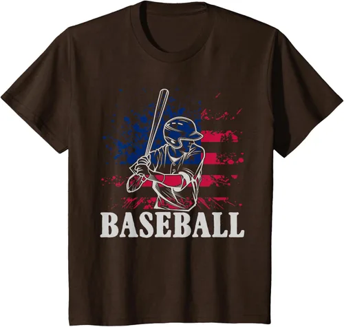 Vista 50 de Camiseta de béisbol deportiva estadounidense con bandera estadounidense, Negro, S