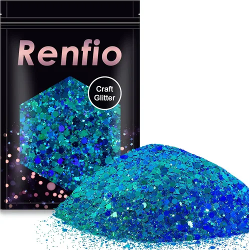 Vista 12 de Renfio Chameleon Purpurina Gruesa con Brillo, Juego de Purpurina de Resina de 16 Colores que Cambian de Color, Cada uno 10g/0.35oz, Copos