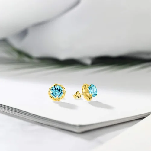 Vista 149 de Gem Stone King Aretes de plata de ley 925 de 0.236 in con piedra natal redonda para mujer