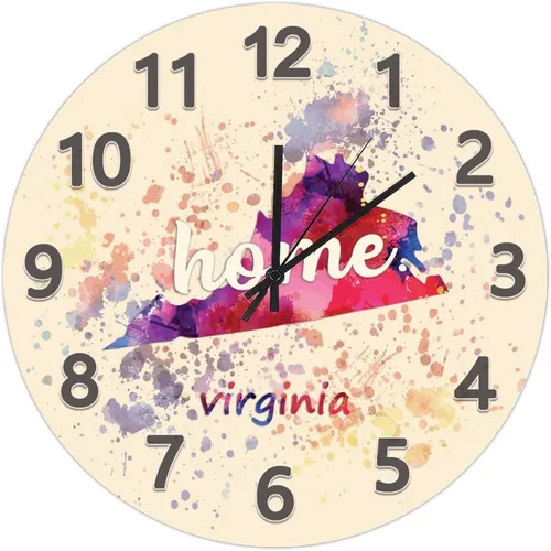 Vista 36 de UFunhome Reloj de pared con mapa del estado de Nevada, acuarela, Estados Unidos, reloj redondo de madera, funciona con pilas, silencioso, sin