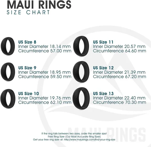 Vista 6 de MAUI RINGS - Anillos de boda de silicona para hombre, transpirable, cómodo, atractivo, banda de goma segura para deportes, trabajo, fitness, 8