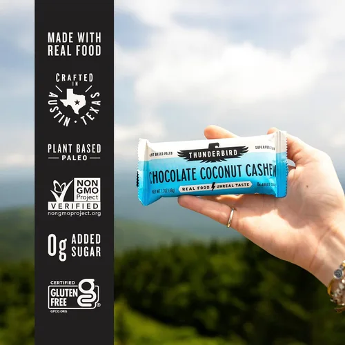 Vista 3 de Thunderbird Real Food Bars - Paquete variado de barras de bocadillos veganos paleo y sin gluten, 102 onzas