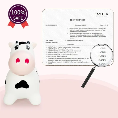 Vista 6 de INPANY Juguetes Saltarines de Vaca de Animales de Granja para Regalos de Niña de 2 Años, Montable Saltarín de Toro para Niños Pequeños, Caballo