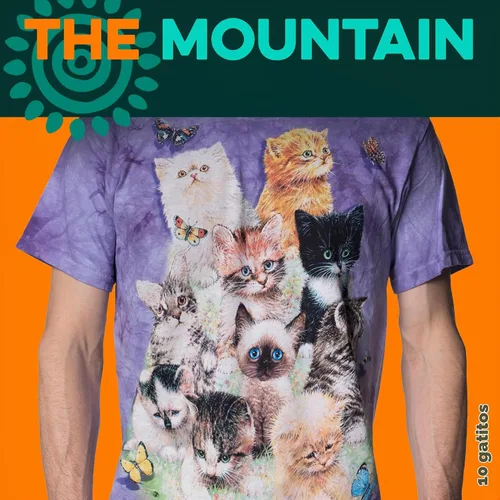 Vista 2 de The Mountain - Camiseta con gráfico de 10 gatitos, para hombre Púrpura