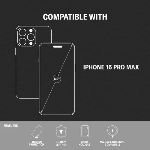 Vista 2 de TORRO Funda con tapa compatible con iPhone 16 Pro Max - Funda de piel prémium tipo cartera con ranuras para tarjetas