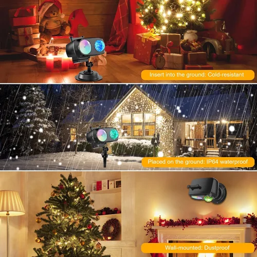 Vista 7 de Luces de Proyector de Navidad de 8 Patrones al Aire Libre 2-en-1, Luces de Proyector de Vacaciones al Aire Libre 26 Efectos