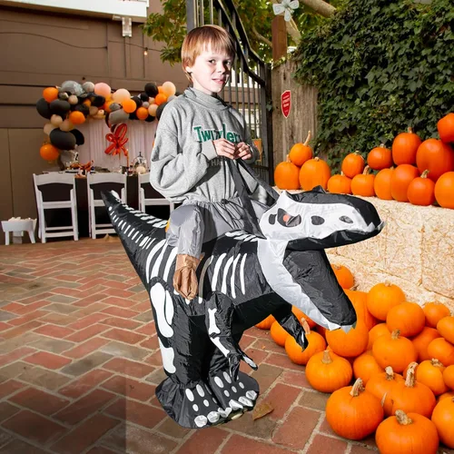 Vista 3 de Dazzle Bright Disfraz inflable de dinosaurio de Halloween, disfraz de dinosaurio inflable para fiesta de cosplay de Halloween
