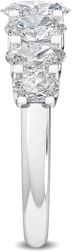 Vista 3 de CUSTOMIZE JEWELS 2.10 ctw Oval Shape White Lab Grown Diamond In 14K Gold Side Stone Engagement Ring,F-GVS1-VS2