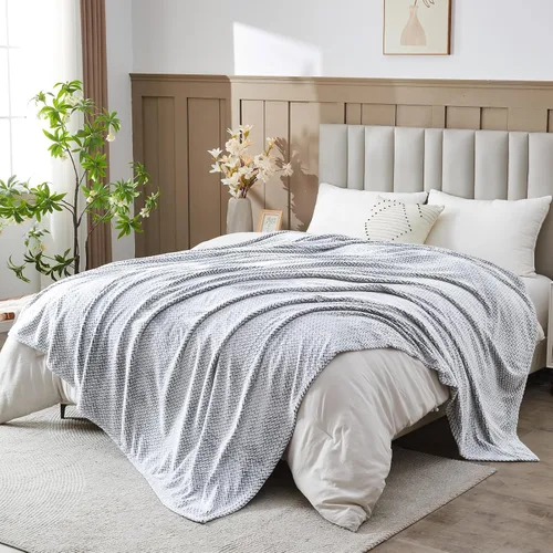 Vista 19 de NEWCOSPLAY Manta de Tiro Súper Suave Aqua Franela Sedosa Premium Fleece con Patrón de Hojas Ligera Manta de Cama para Uso en Todas las Estaciones
