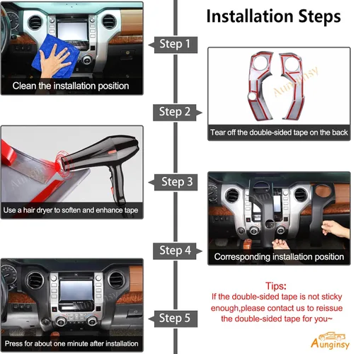 Vista 4 de Cubierta de salida de aire para consola central de automóvil, compatible con Toyota Tundra 2014-2021, consola central, panel de aire acondicionado