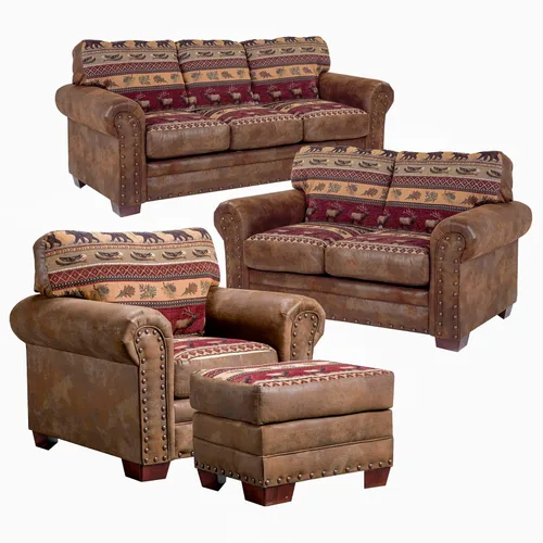Vista 15 de American Furniture Classics Sierra Lodge - Juego de sofá cama de 4 piezas, color marrón Tapiz Sierra Lodge
