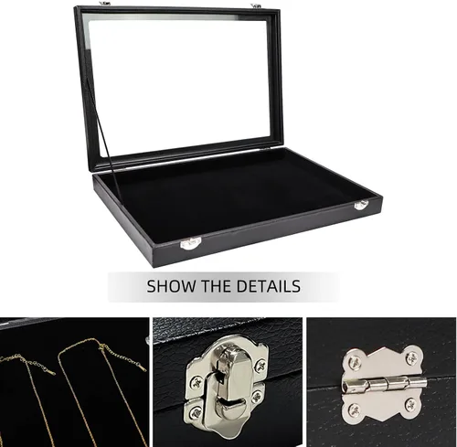 Vista 4 de Wuligirl - Bandeja organizadora de anillos con 100 ranuras y tapa transparente, organizador apilable de joyas como aretes, collares y anillos