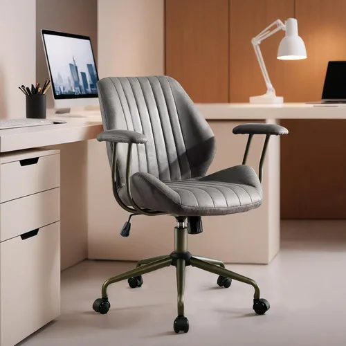 Vista 16 de HOOOWOOO Silla de Oficina Ergonómica, Silla de Escritorio Moderna de Computadora de Media Siglo, Silla Ejecutiva Cómoda con Asiento Extra Ancho