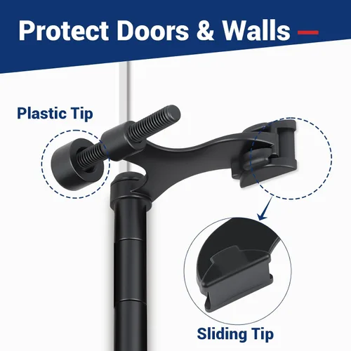 Vista 3 de HOME MASTER HARDWARE - Tope de puerta con pasador de bisagra, paquete de 8, negro, ajustable, de servicio pesado, con puntas amortiguadas de plástico