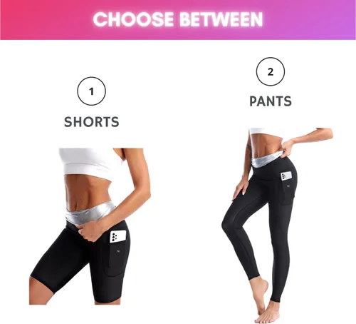 Vista 2 de Nano Hertz Traje de sauna para sudar, moldeador, pantalones cortos con bolsillos, entrenamiento de cintura, traje para ejercicio, fitness, gimnasio