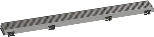 Vista 4 de hansgrohe RainDrain Match Boardwalk - Drenaje de ducha lineal para 27 5/8 pulgadas, con marco de altura ajustable en acero inoxidable cepillado