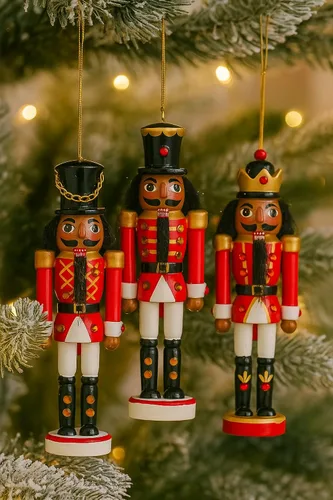 Vista 4 de The Bridge Collection Adornos de cascanueces afroamericanos – Juego de 3 – Acentos de soldado de Navidad para decoración navideña – Cascanueces