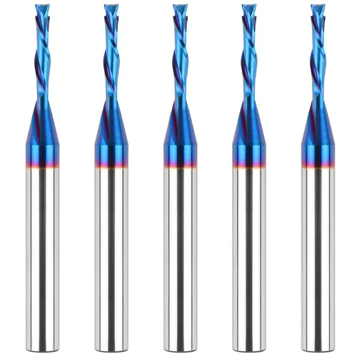 Vista 49 de EANOSIC Brocas de fresadora en espiral de compresión ascendente y descendente de 1/2 pulgada de diámetro de corte con revestimiento nano azul