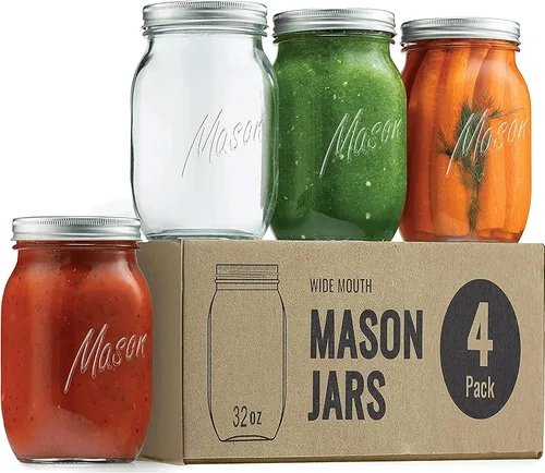 Vista 8 de Paksh Novelty Mason Jars - Contenedor de almacenamiento de alimentos - Paquete de 6 - Recipiente hermético para encurtido, enlatado, velas