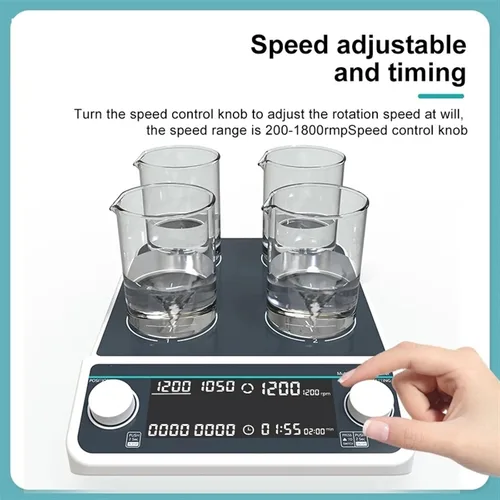 Vista 3 de Multiple Magnetic Stirrer Digital Display Laboratory Stirrer Magnetic Mixer Four-Station 500ml*4(MS-10L)