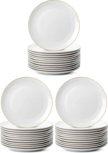 Vista 14 de BTaT- Platos de postre blancos, 8 pulgadas, juego de 12, platos pequeños para aperitivos, regalos de Navidad