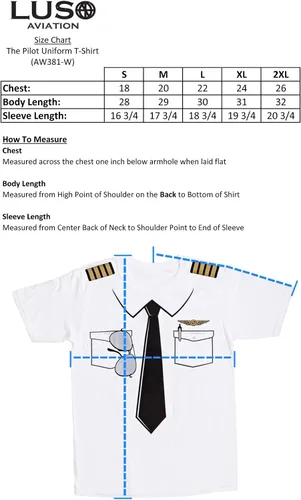 Vista 2 de Luso Aviation Camiseta de uniforme The Pilot